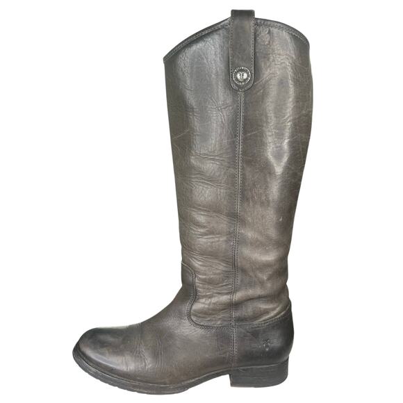 Frye Women’s Melissa Button Gray Leather Lug Sole Riding Boot Size US 9 - Picture 3 of 9